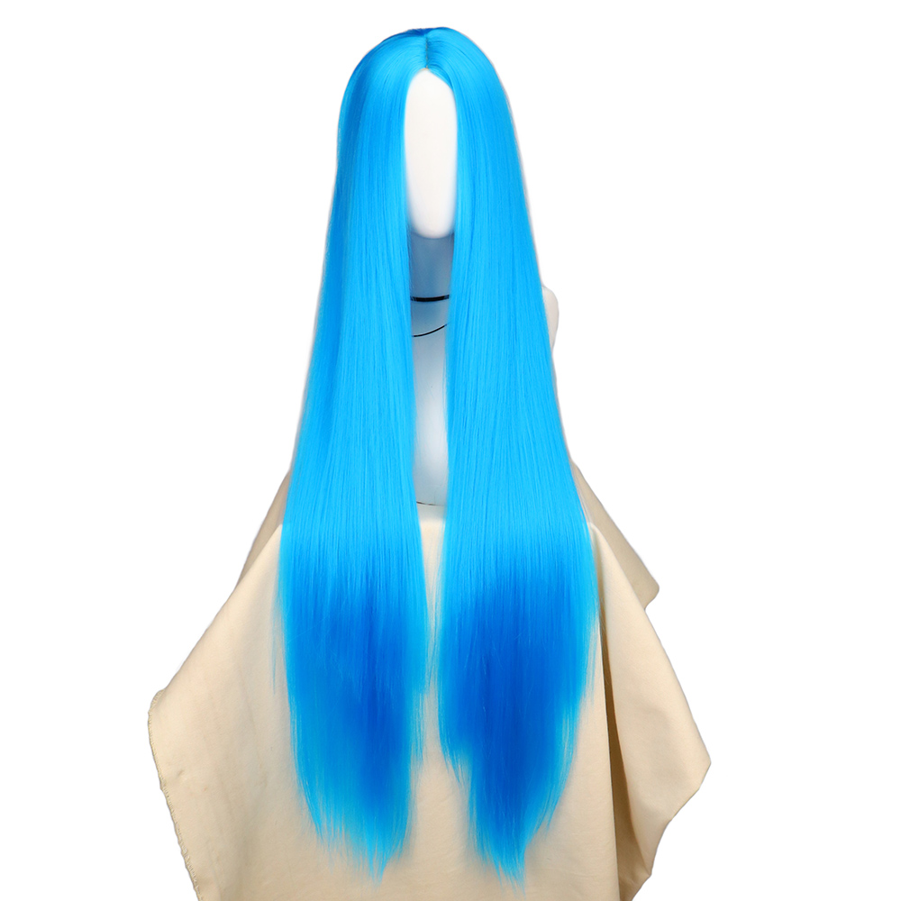 Anime Cosplay Blue Hair - QQXCAIW Косплей 100 см длинные синие